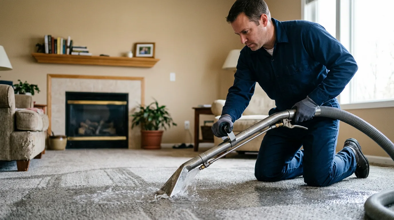 Water damage restoration technician working near Highland Home, AL